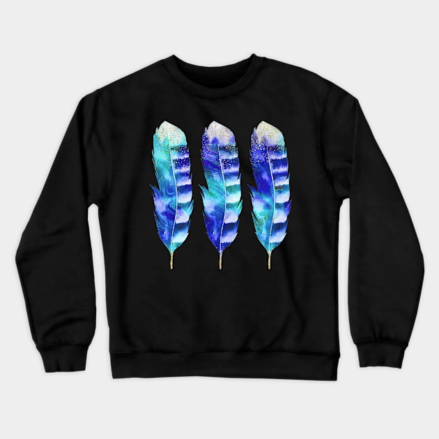 blue watercolor feather Crewneck Sweatshirt by LebensART